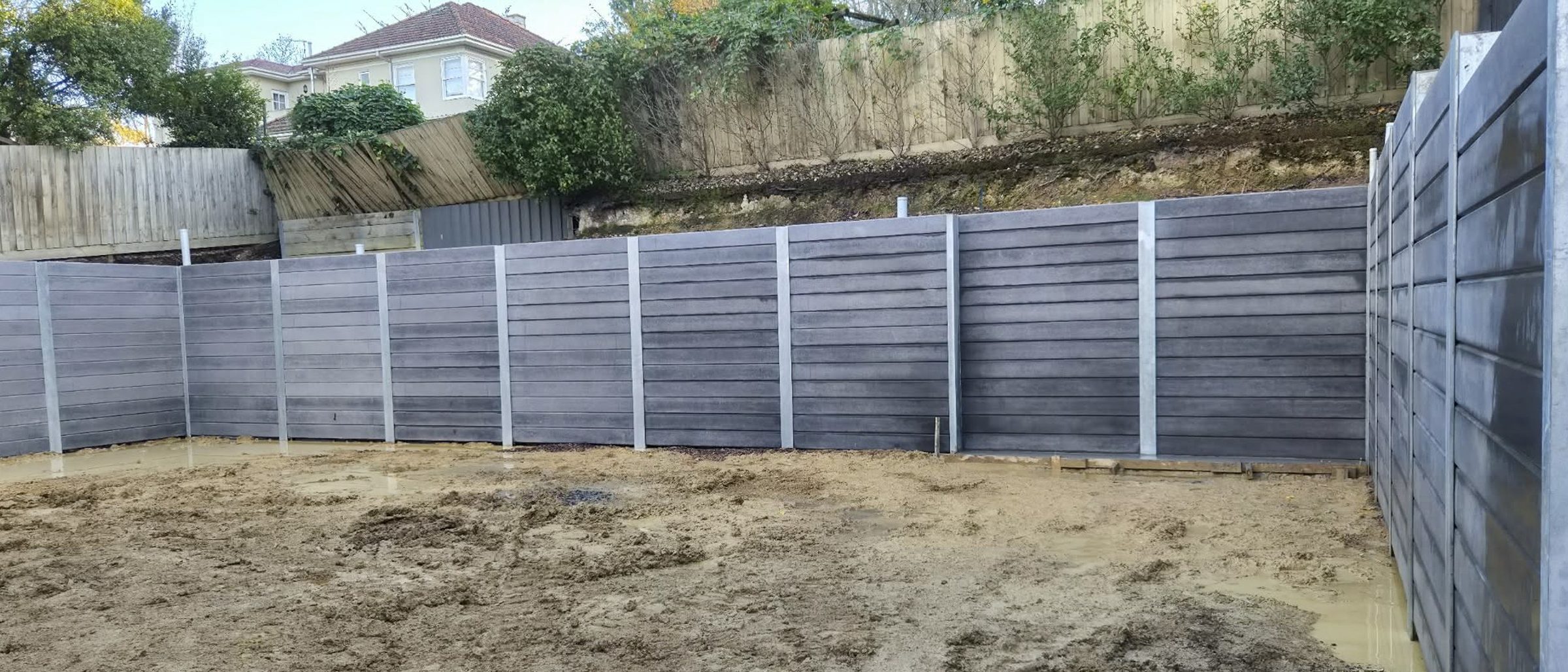 Croydon, the finished engineered walls and the usable rear area the cut produced